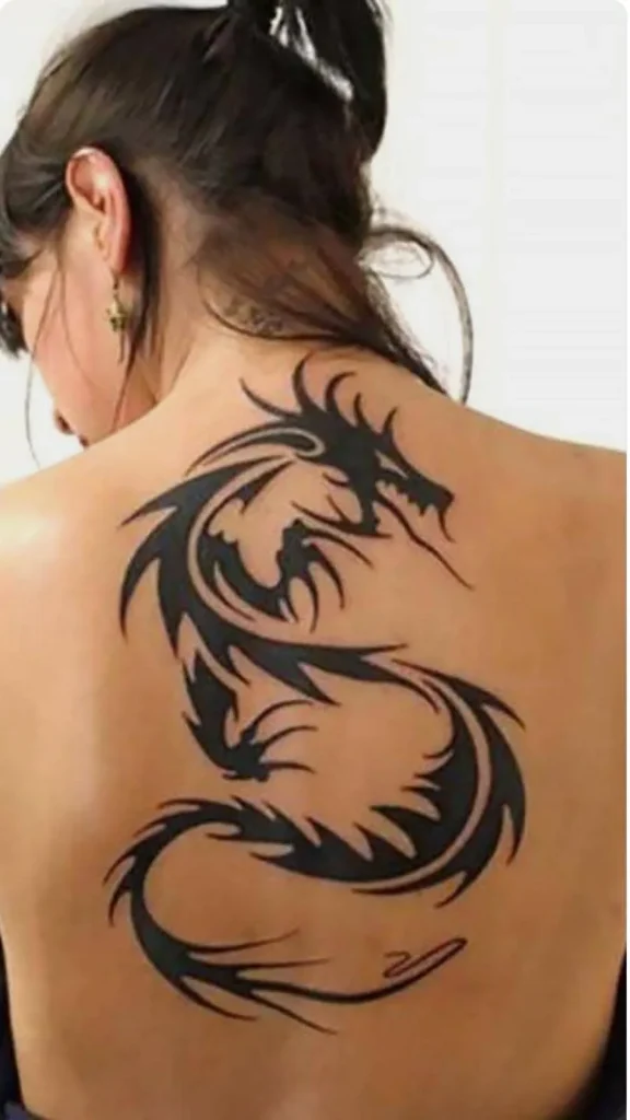 Dark Feminine Back Tattoos Dragon Tail