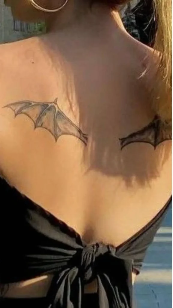 Dark Feminine Back Tattoos Bat Wings
