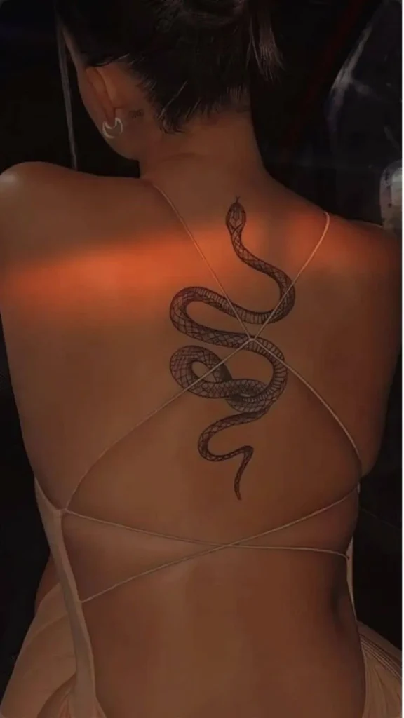 2 Dark Feminine Back Tattoos_ Snake Spine