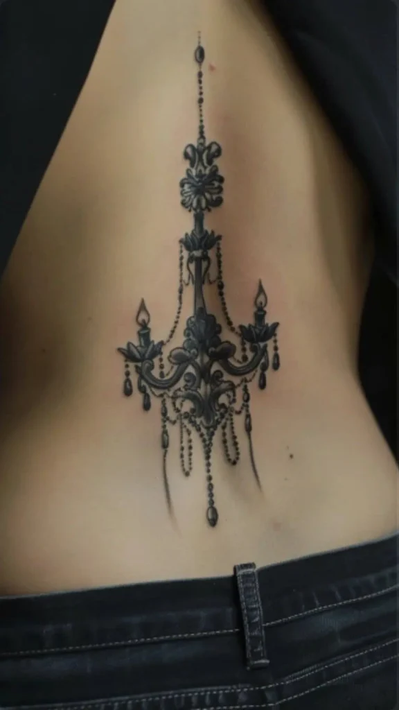Dark Feminine Back Tattoos_ Chandelier