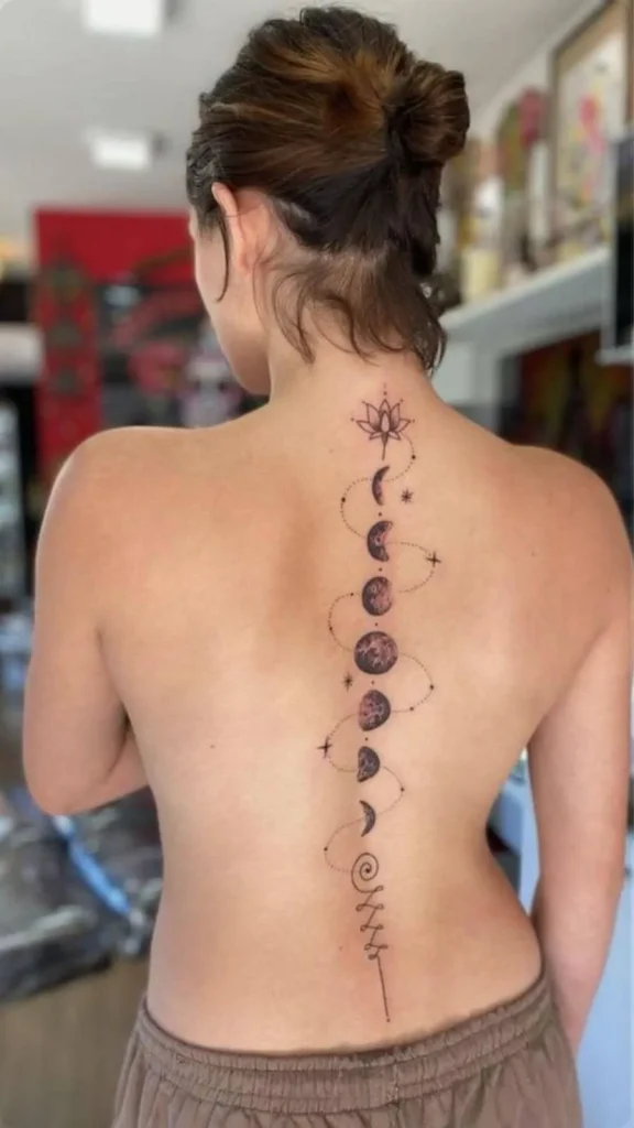 4 Dark Feminine Back Tattoos_ Moon Phases